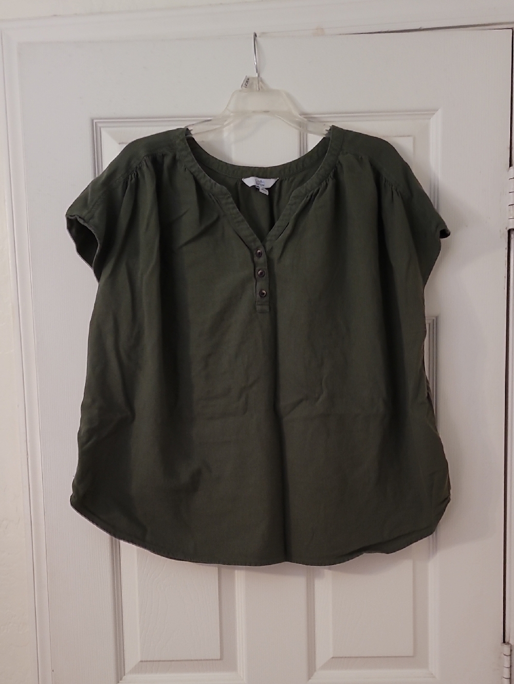 croft & barrow Olive Short-Sleeve Henley Blouse